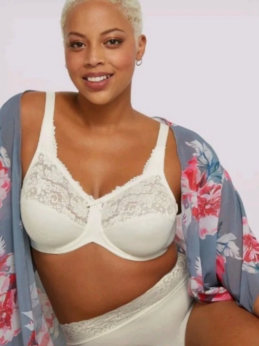 Lilyette Minimizer Bra Tailored Lace Trim Women's Shaping UW LY0428 40DD